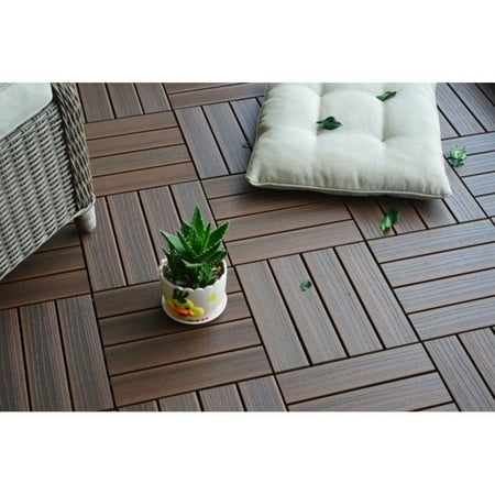 12 x 12 Eco-Friendly Wood-Plastic Composite Interlocking Decking Tile - Walnut WPC4 (11