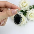 thumbnail image 3 of SATYAVIE JEWELLERY Black Onyx Pendant 925 Sterling Silver Antique Finish Oval Faceted Birthstone Jewelry Gift for Her, 3 of 5