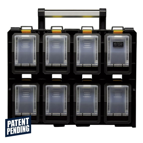 TAFCO 8-Compartment Wall Mount Quick Release Small Parts Organizer, Yellow