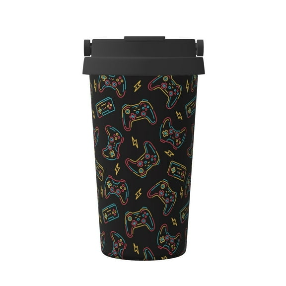 Fuzoiu Colorful Game Controller Print Stainless Steel Travel Mug,Vacuum Insulated Coffee Travel Mug,Reusable Coffee Cup for Hot and Cold