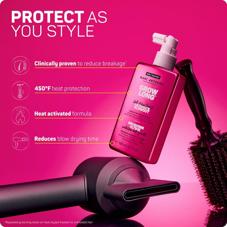 Marc Anthony Grow Long Anti-Frizz Shield Ultimate Blowout, for All Hair Types, 6.7 fl oz