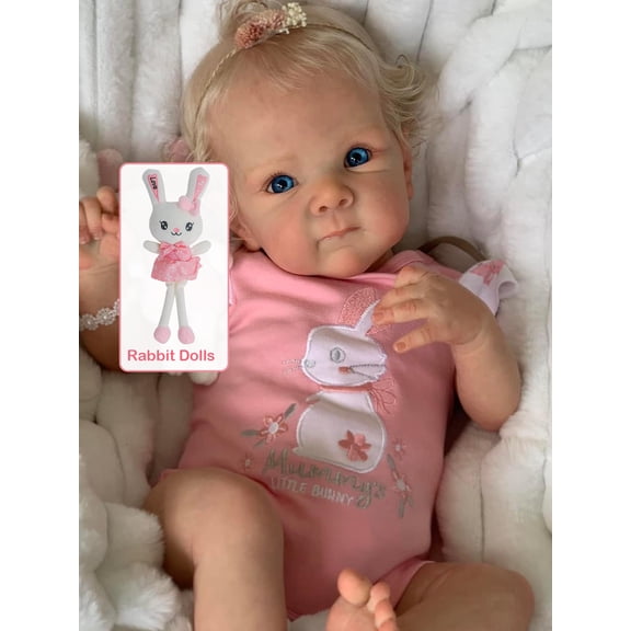 iCradle Adorable Lifelike Reborn Baby Dolls Girl 18 inch 46 cm Soft Cloth Body Blue Eyes Realistic Newborn Babies Xmas Birthday Gift for Kids