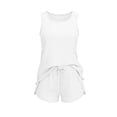 thumbnail image 5 of Stamzod Pajamas Set for Women Sleeveless Sleepwear Summer Shorts Pjs Soft 2 Piece Lounge Sets White M, 5 of 8