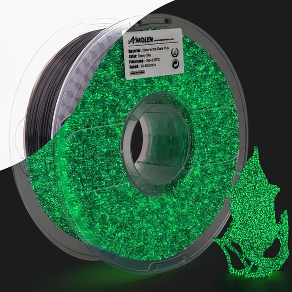 3D Printer Filament, Shiny Glow in The Dark Filament Green Starry Sky, PLA Filament 1.75mm, Fit Most 3D FDM Printers, 1kg(2.2lbs) Spool