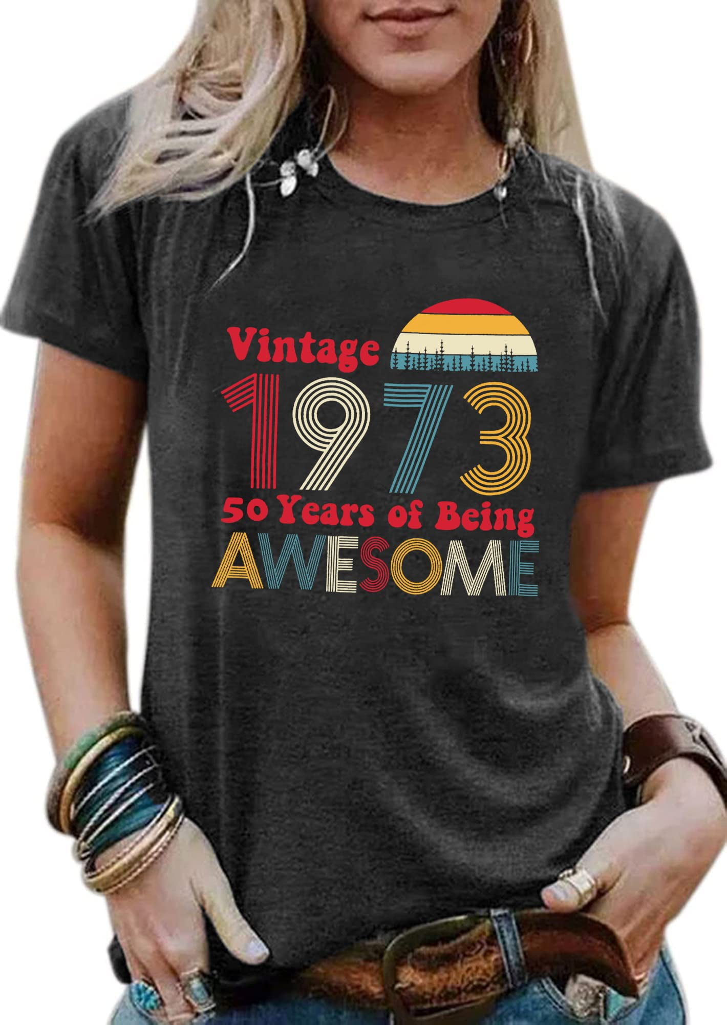 YI XIANG RAN 50th Birthday Shirts for Women Vintage 1973 T Shirts 50 ...