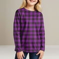thumbnail image 2 of idosla Long Sleeve Shirts for Girls Striped Color Block Blouses Crewneck Loose Tuinc Tops Comfy Spring Basic Pullover Tee (Purple, 18-24 Months), 2 of 8