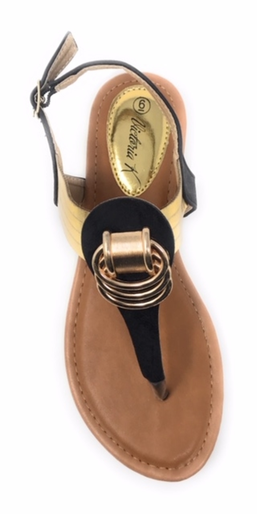 Victoria K Women's Gold Rings Metallic Sandals