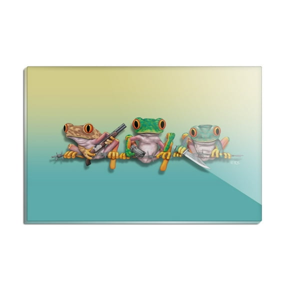 Keep Out Rainforest Frogs Armed Weapons Funny Rectangle Acrylic Fridge Refrigerator Magnet