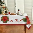 thumbnail image 5 of Christmas Tablecloth 60×84 Inch, Poinsettia Silk Ribbon Red Washable Table Cover for Party Picnic Dinner Decor, 5 of 5