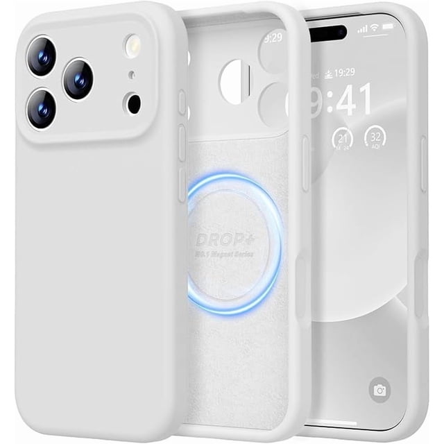 Funda de Silicona Premium, Forro de Microfibra, a Prueba de Golpes, para iPhone 17 Pro Max 6.9", Blanca