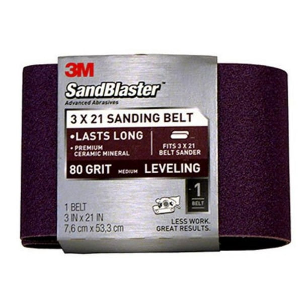 SandBlaster 9192NA 3-Inch by 21-Inch 80-Grit Sanding Belt, The product is 3x21 80G MED Sand Belt ...