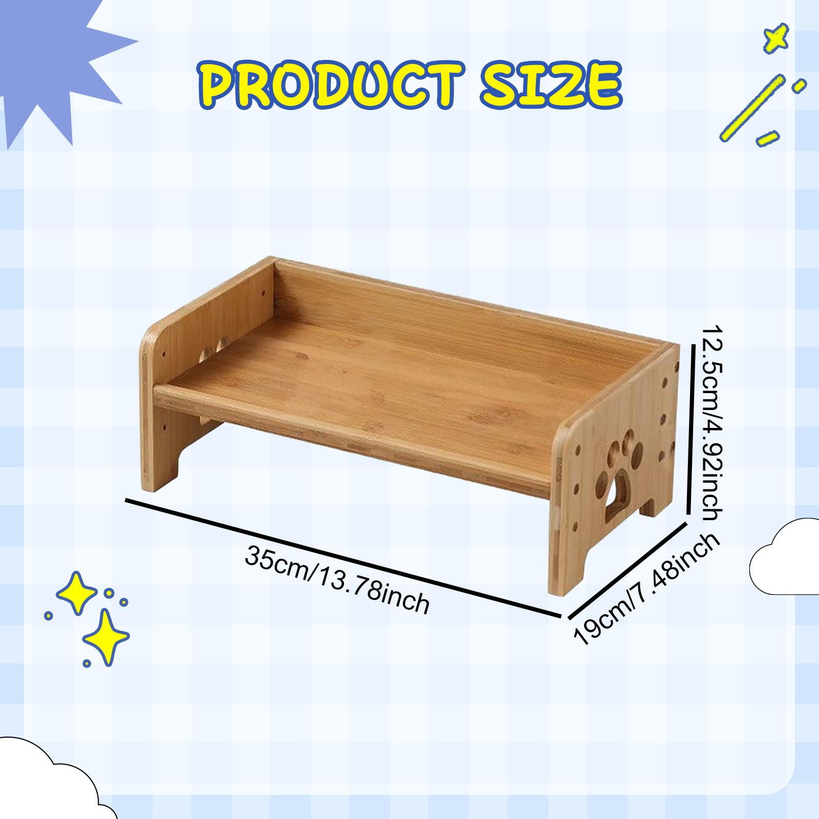 Fzaqwen Dog Bowl Stand,Dog Feeding Station,Elevated for Small Medium Large Dogs for 2 Bowls Bamboo Pet Cat Food Table Pet Bowl Holder S