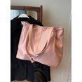thumbnail image 5 of Pink PU High Capacity Tote Bag 2023 New Ladies Soft Leather Smooth Zipper Shoulder Bags Simple Versatile Commuter Class Handbag (black,(30cm, 5 of 6