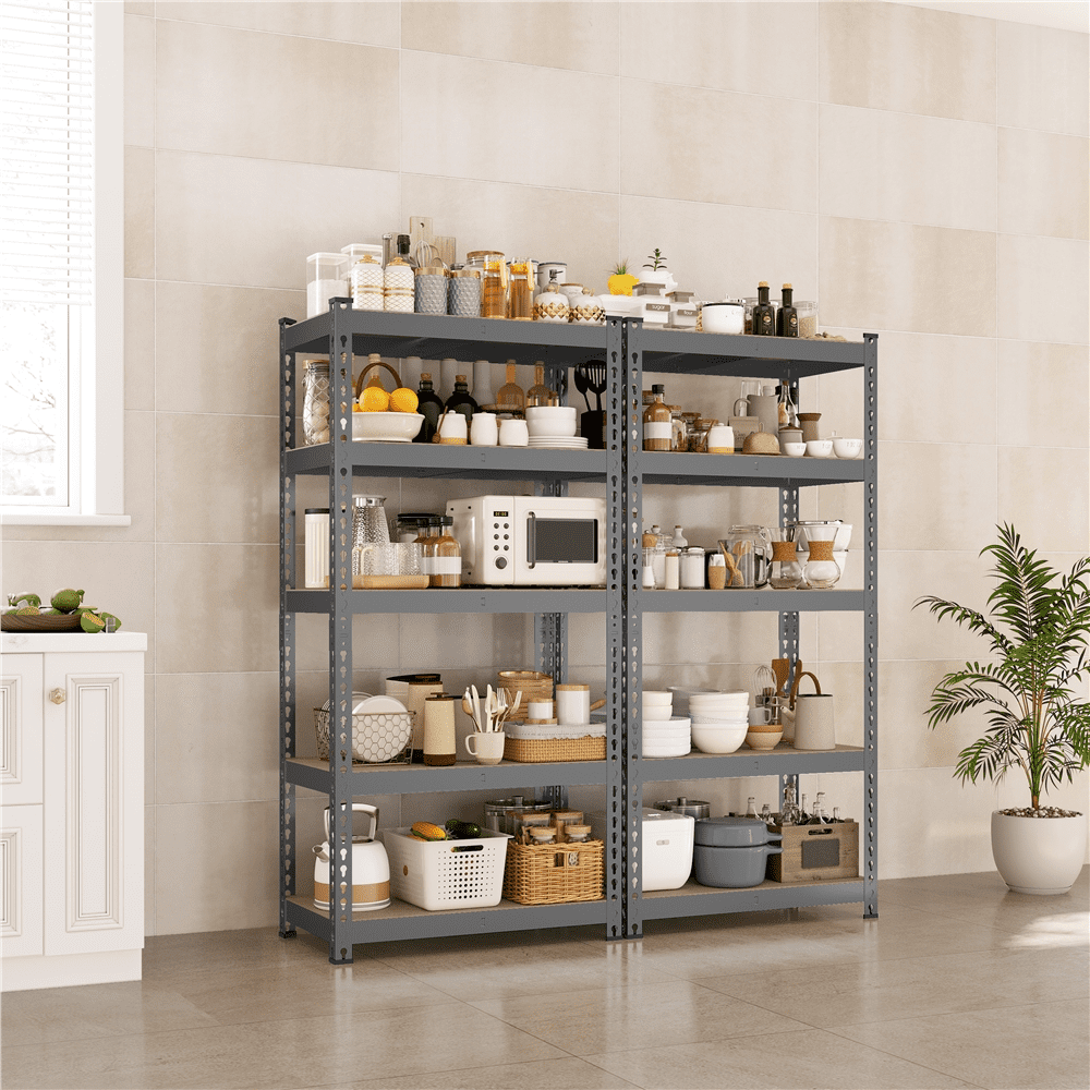 Alden Design 5-Tier Adjustable Steel Storage Rack, Dark Gray