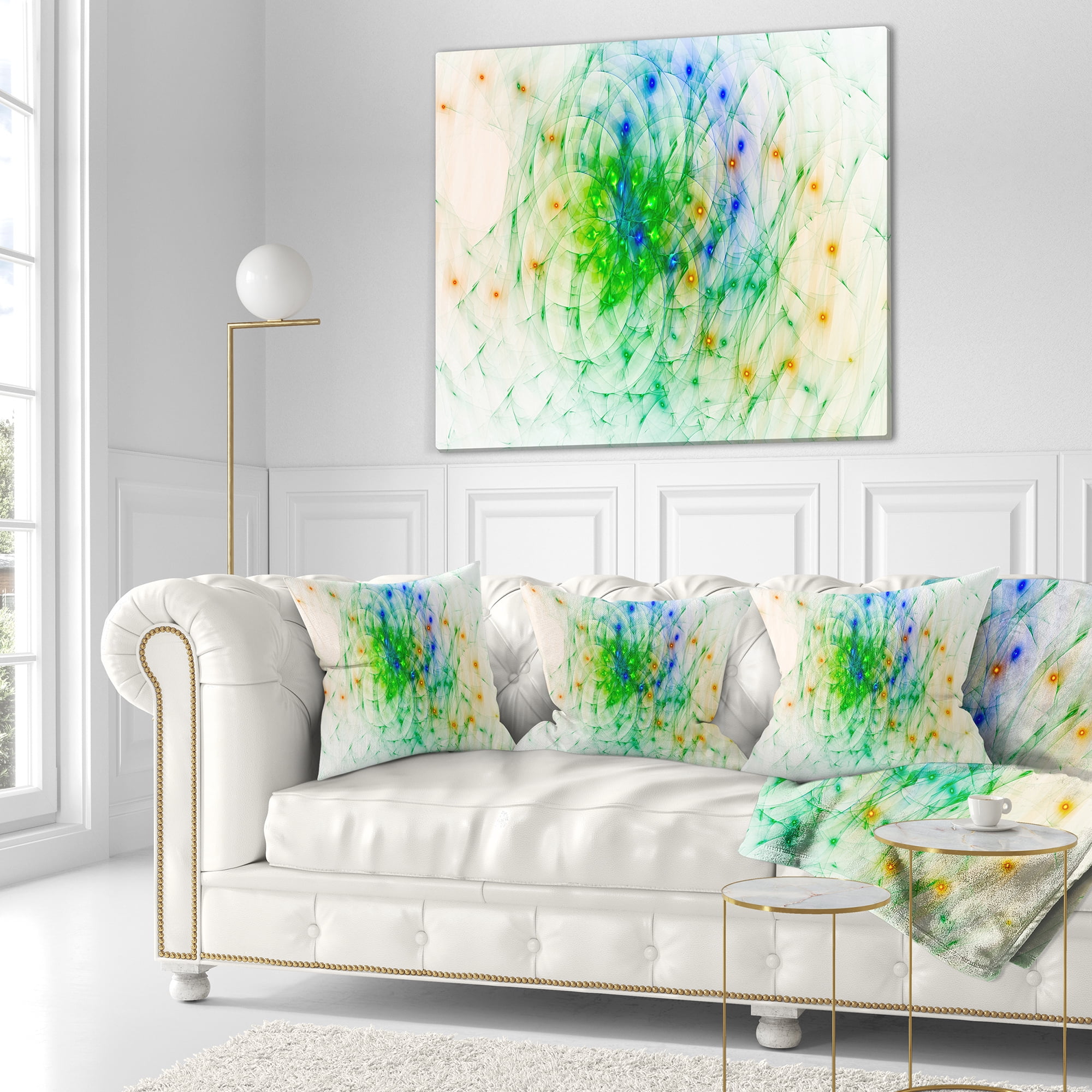 Designart Green Outline of Fractal Colors - Abstract Throw Pillow - 18x18