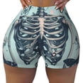 thumbnail image 2 of Gukieu Butterflies Skull Bows Print Women's Sports Shorts, Elastic Waist High Stretch Running Yoga Gym Sweatpants-Medium, 2 of 8