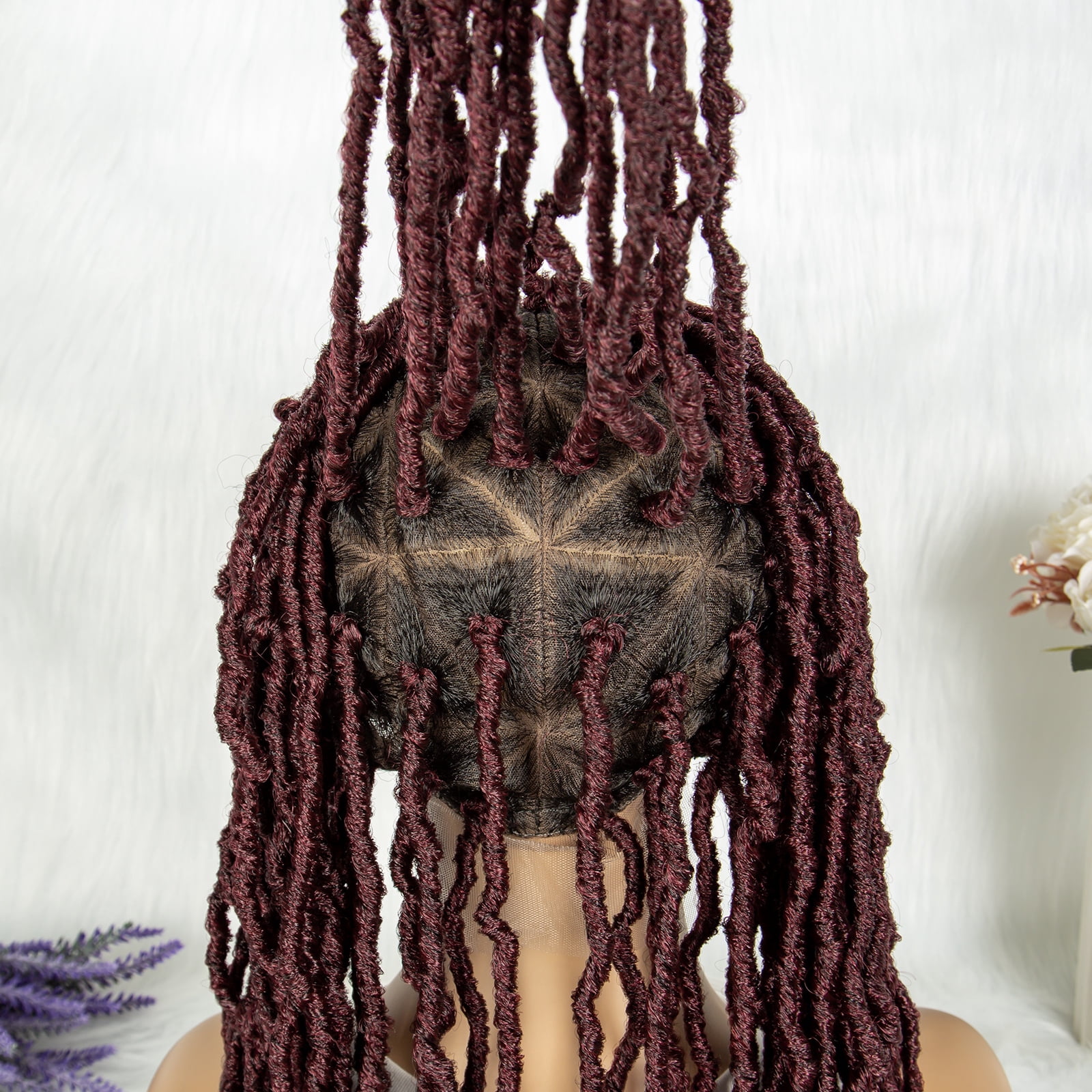 Full Lace Braided Wigs Synthetic Lace Wigs 34 Inches Handmade Braided Wigs Crochet Wigs Faus Locs Braided Wigs for Women (1B/BUG color)