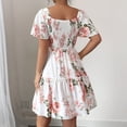 thumbnail image 7 of Summer Dresses for Women 2026 Boho Floral Smocked Square Neck Short Sleeve Mini Dress Ruffle Beach Summer Sundresses L, 7 of 7