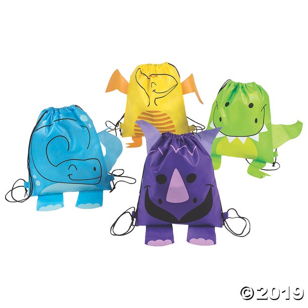 Fun Express Medium Dinosaur Drawstring Bags