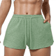 thumbnail image 1 of Pantalones Cortos de Pijama de Punto Gofre para Mujer, Suaves, con Cordón Ajustable, Informales, para Hacer Ejercicio y con Bolsillos. Verde XXL, 1 of 9