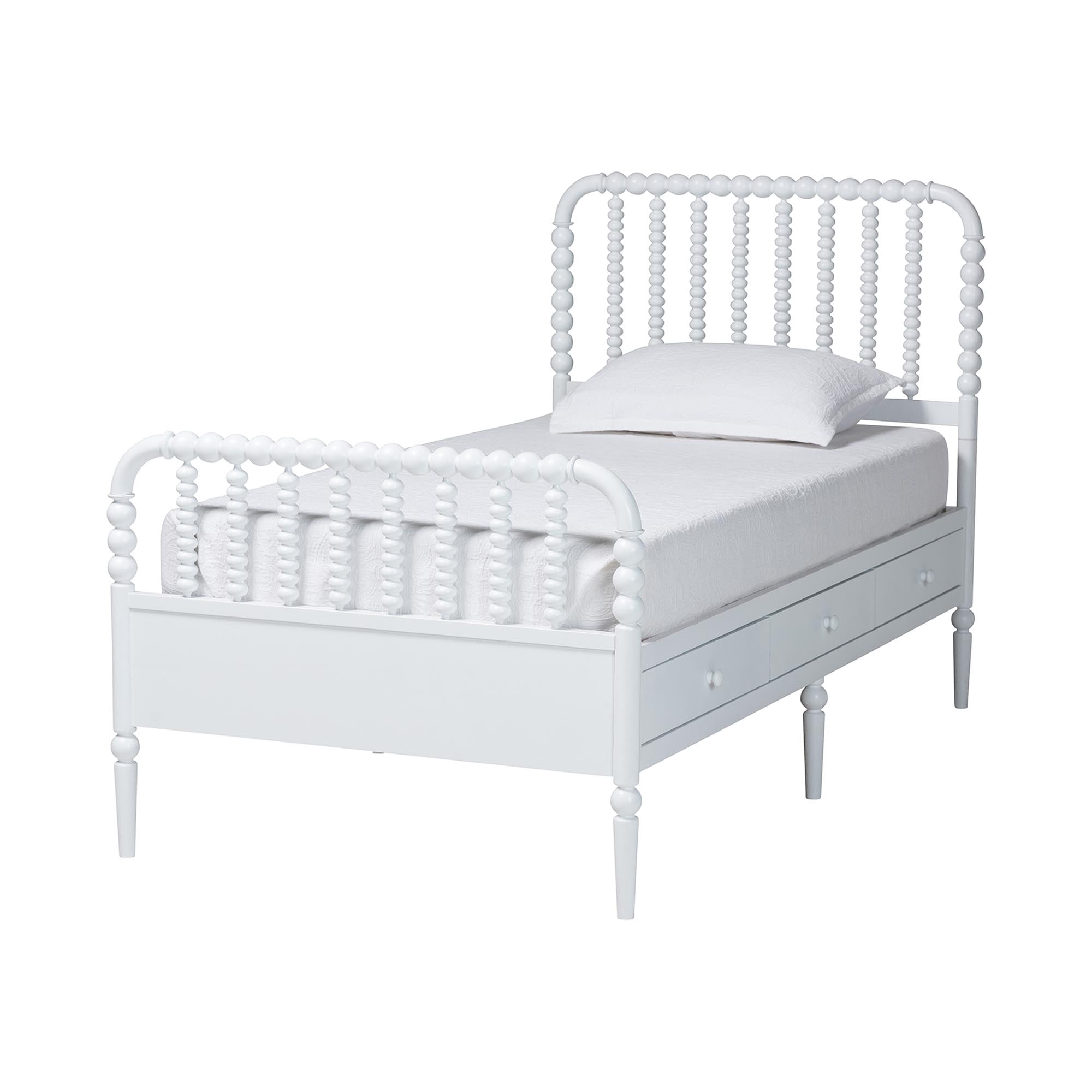 Baxton Studio Lucera Mid-Century Modern Platform Bed, Twin, White
