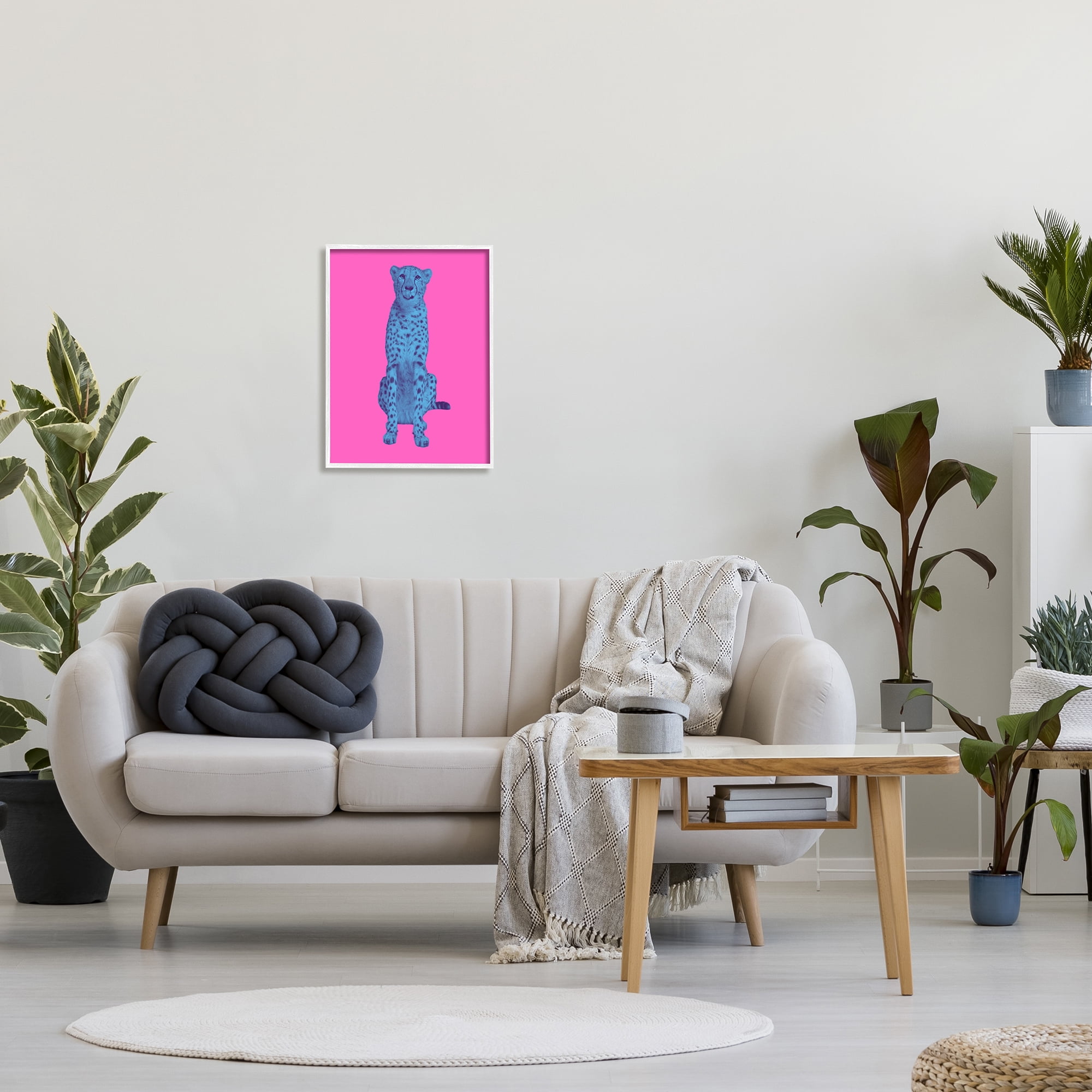 Stupell Industries Bold Leopard on Pink Animals & Insects Painting White Framed Art Print Wall Art, 16 x 20