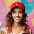 thumbnail image 4 of Dalix Yellow Gummy Embroidered Cotton Dad Hat Baseball Cap Adjustable Womens in Red, 4 of 5