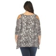 thumbnail image 3 of White Mark Women's Plus Size Snake Print Cold Shoulder Tunic, 3 of 6