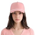 thumbnail image 6 of TOPTIE Perforatd Trucker Hat with Rope, 5 Panel Quick Dry Snapback Cap - Pink, 6 of 7