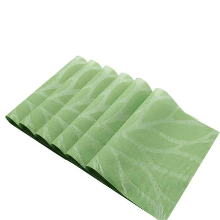 

Coolmade Placemats for Dining Table Washable Placemat Set of 6 Heat Resistant Woven Vinyl Non-Slip Kitchen Table Mats Wipe Clean(6 Green)