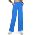 thumbnail image 2 of Dress Pant for Women Stretchy Work Flare Pants Business Casual Office High Waisted Trousers Flare Slacks with Pockets Blue S, 2 of 4