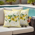 thumbnail image 4 of Summer Lemons Outdoor Pillow Covers Pack of 2 Pastoral Yellow Fruit Plant Leaves Floral Plaid Waterproof Throw Pillow Covers Decorative Cushion Cases for Patio Garden Tent Balcony Couch 18x18 inch, 4 of 9