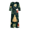 thumbnail image 5 of Christmas Dresses for Women Ladies Fashion Christmas Print Lapel Button-Down Seven-Quarter Cuff Strap-Up Dress for Christmas Party,Yellow,XL, 5 of 5