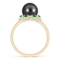 thumbnail image 2 of Angara Tahitian Cultured Pearl Floral Ring with Emeralds in 14K Yellow Gold for Women | June Birthstone Jewelry for Her, 2 of 8