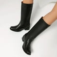 thumbnail image 4 of Dakaela Knee High Boots for Women Square Toe Western Cowboy Boot Chunky Block Heel Wide Calf Riding Tall Boots Black Size 6.5, 4 of 8