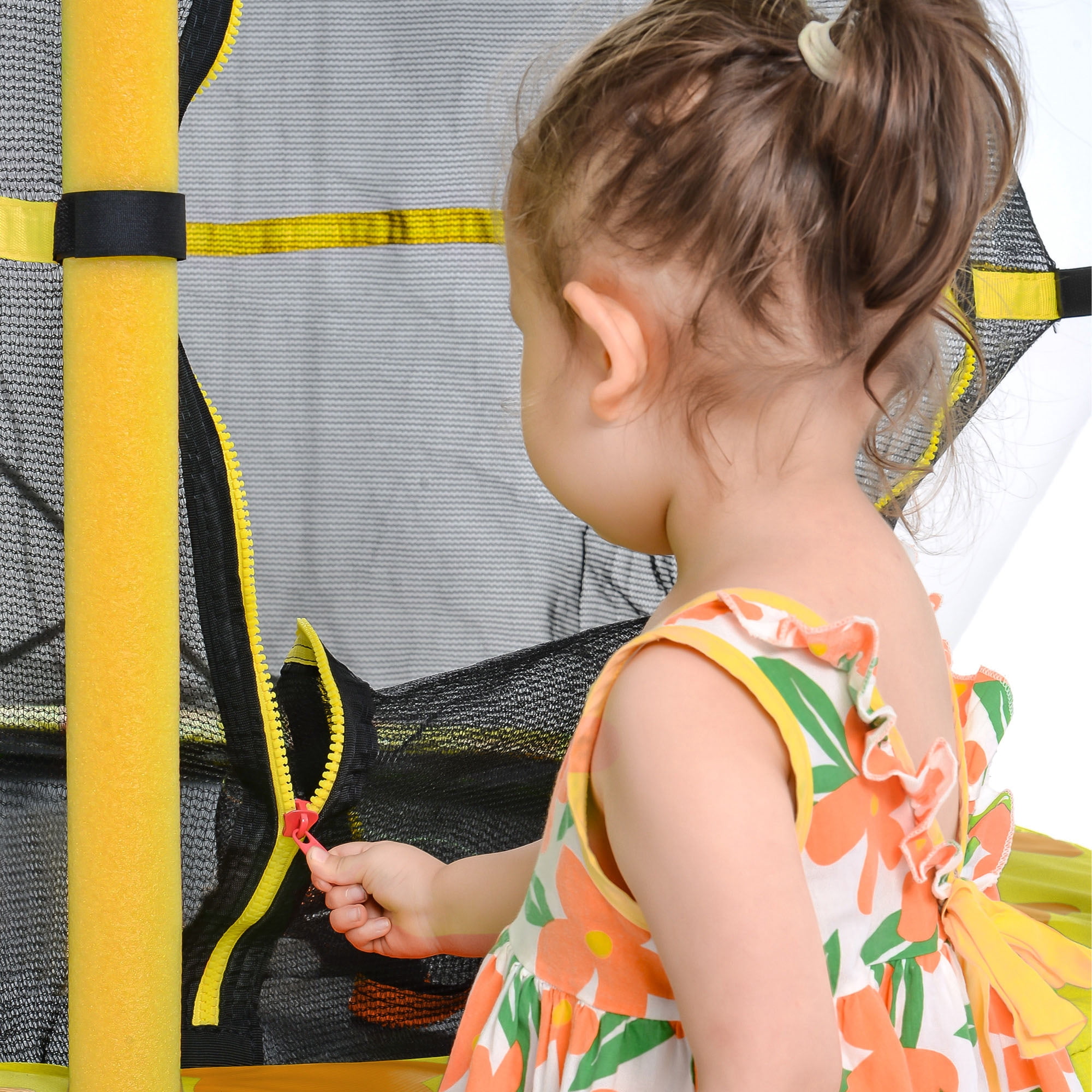 Yoneston 55 Inch Kids Trampoline with Safety Enclosure Net, 4.5FT Outdoor Indoor Trampoline for Kids, Yellow