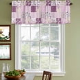 thumbnail image 3 of 2 Pack Valances for Window, Boho Purple Flowers Short Curtains for Kitchen Bedroom Living Room, Spring Floral Botanical Patchwork Vintage Rod Pocket Small Window Treatment Valance Drapes 42 x 18 Inch, 3 of 8
