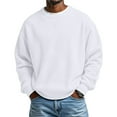 thumbnail image 6 of ASDFVBKG Men's Crewneck Sweatshirt Long Sleeve Soft Quilted T-Shirts Trendy Casual Pullover Loose Tops Solid Color Business Clothes White XL, 6 of 6