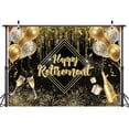 thumbnail image 2 of 10x8ft Happy Retirement Backdrop Party Decorations, Black and Gold Glitter Extra Large Retire Sign Banner Balloon Photo Booth Backdrop Background for Men Woman Retirement Party Shoot Studio Props, 2 of 5