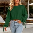 thumbnail image 2 of HAiming Cropped Sweatshirts for Women Long Sleeve Bow Scoop Neck Trendy Shirts Fall Winter Casual Going out Tops, 2 of 9