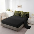 thumbnail image 3 of 7 Piece Yellow Geometric Bed in a Bag Queen Modern Abstract Plaid Bed Set,Black Honeycomb Print Bedding Comforter Sheet Set Beehive Geometrical Fitted Sheet Square Pattern Cushiom Covers, 3 of 5