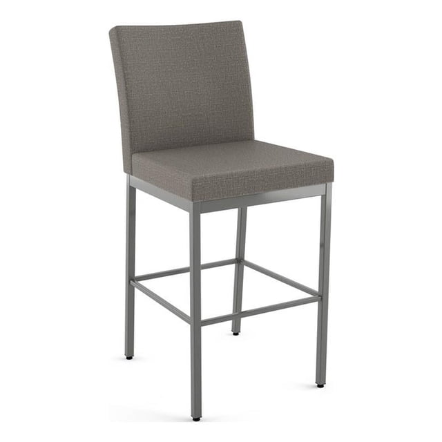Amisco Perry Plus 26" Counter Stool - Silver Grey Polyester/Glossy Grey Metal