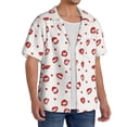 thumbnail image 2 of Balery Lips Kiss Camisa Casual de Manga Corta con Botones para Hombre, Texturizada, Estilo Cubano, para Playa, Verano-Medium, 2 of 5