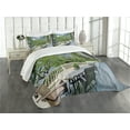 thumbnail image 3 of Ambesonne Home Quilted Bedspread Set 3 Pcs, Home Patio Balcony Lake, King Size, White Green and Sky Blue, 3 of 5