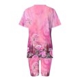 thumbnail image 3 of Blusas para las Mujeres Casual Impreso Cuello en V Manga Corta Blusa Pantalones Cortos, Conjuntos de Ropa para las Mujeres, 3 of 5
