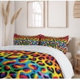 thumbnail image 3 of Ambesonne Leopard Print Duvet Cover Set, Rainbow Surreal World, Queen, Orange Multicolor, 3 of 6