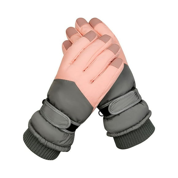 letairis 1 Pair Snow Skiing Glove Waterproof Gloves Warming Touchscreen Mittens Motorbike Bicycles Cycling Warm-keeping Accessory Gray Pink