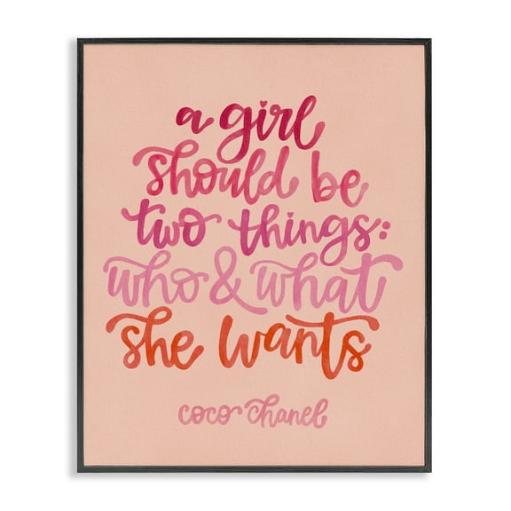 Stupell Industries Where & What She Wants Typography Painting Black Framed Art Print Wall Art, 11 x 14