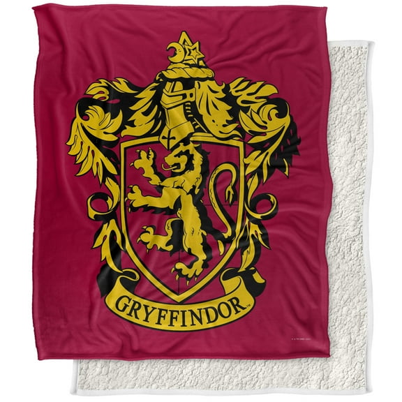 Harry Potter Blanket, 50"x60", Gryffindor Crest 2 Silky Touch Sherpa Back Super Soft Throw Blanket