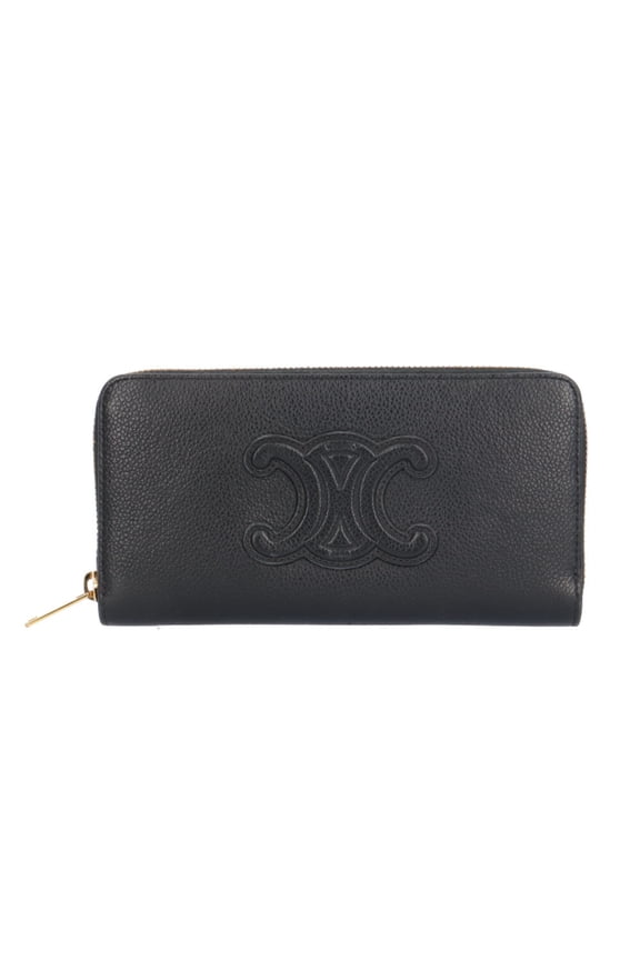 Pre-Owned Celine Large Zip Wallet Triomphe Long Leather Men's Women's CELINE